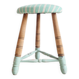 Tabouret tripode bois et assise rayée