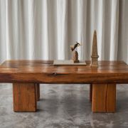 Table basse brutaliste en chêne massif - années 20