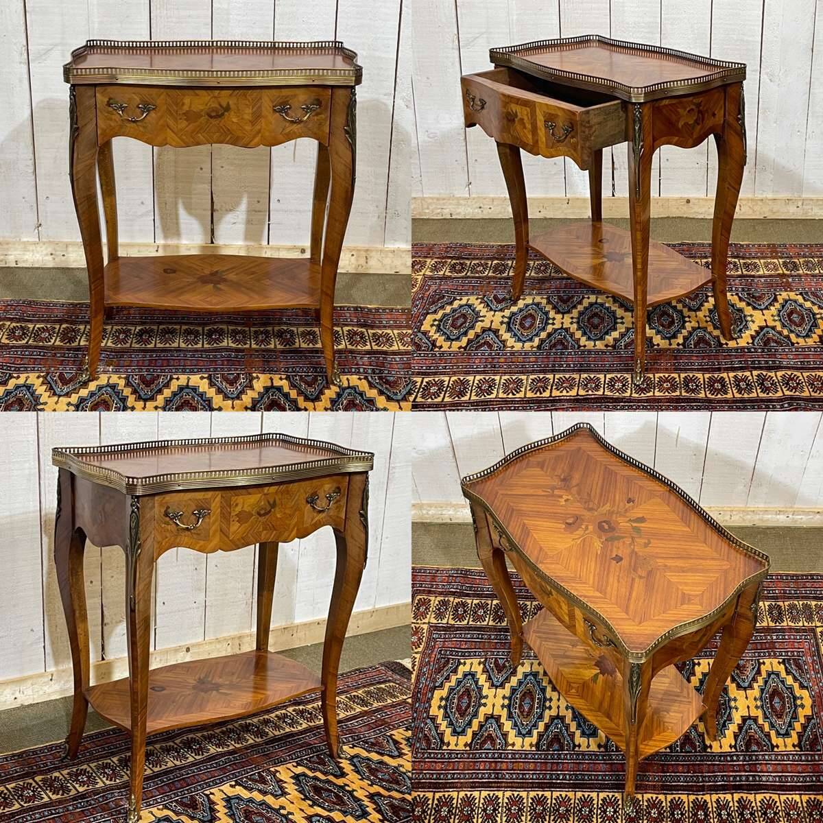 1970s Louis XV style side table in rosewood and beech.