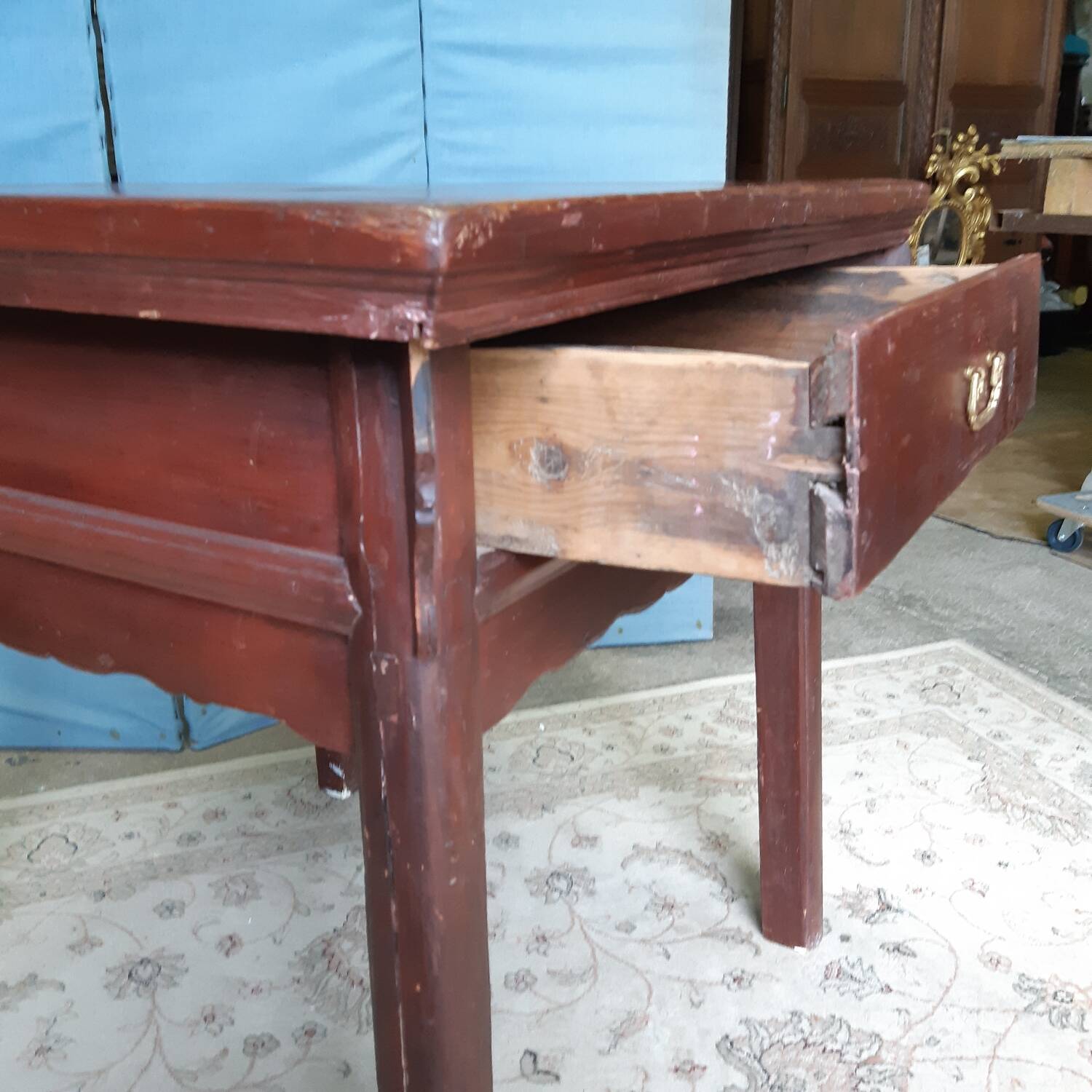 Red lacquered Asian table