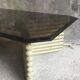 Coffee table smoked glass and wood Flecht workshop, Schütz, made in W Germany