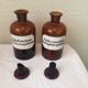 Lot of two bottles of apothecary, pharmacy collection, amber thick glass
