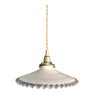 Lampe suspension vintage - blanche opaline