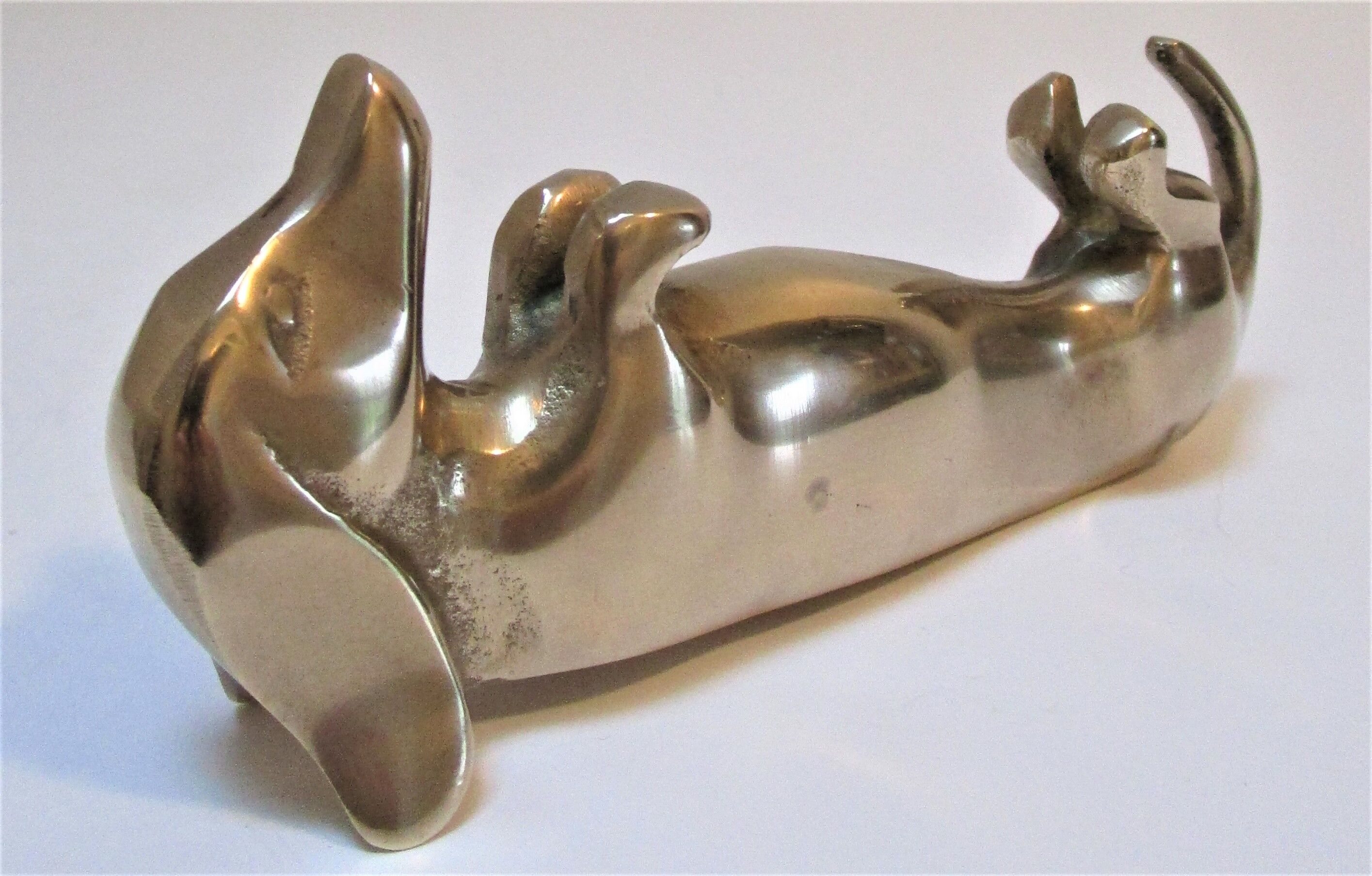 Dachshund solid brass vintage zoomorphic paperweight 60s-70s