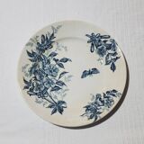 Set of 4 flat plates in Badonviller earthenware, Jasmin model, iron earth.