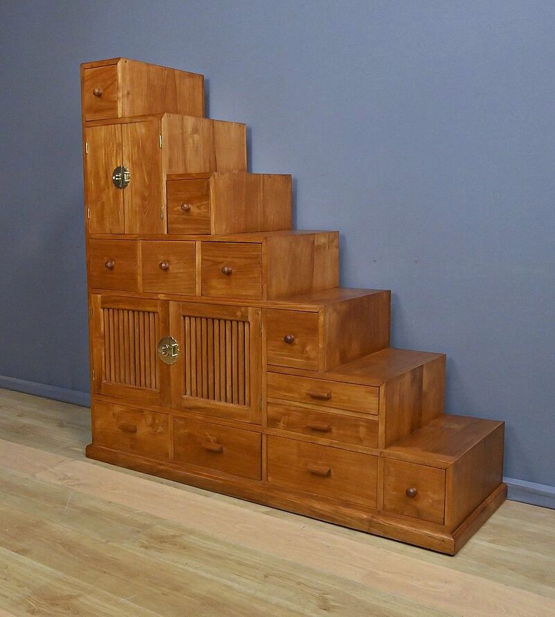 Kaidan Tansu staircase furniture in teak – 2nd part 20th century