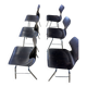 Set of 6 Flototto chairs wenge wood chrome steel 70s
