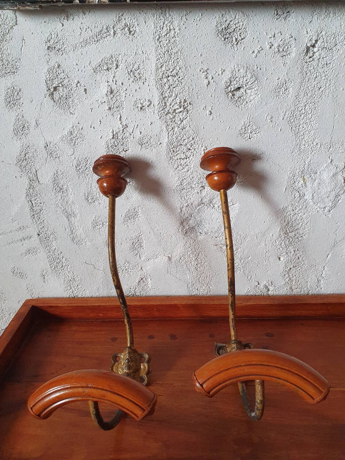 2 coat racks - wall hooks (wood and metal)