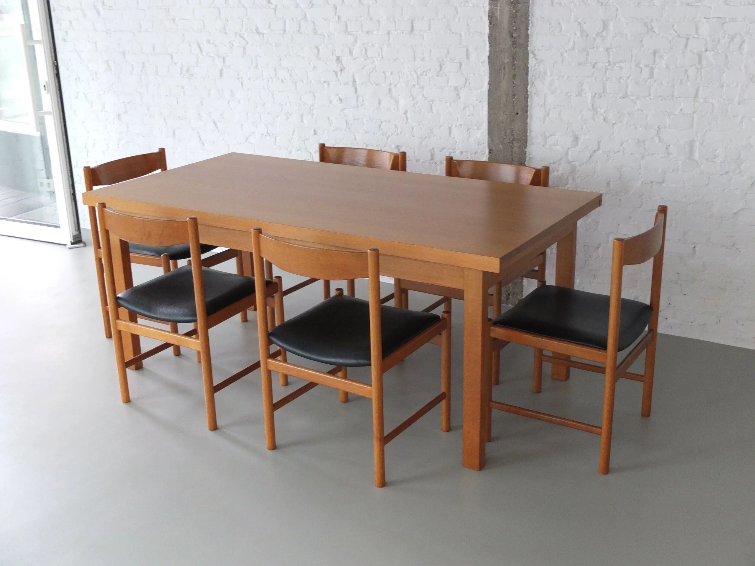 Dining set in natural oak by Meubelatelier Vanda, 1970s