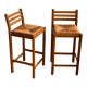 Tabouret chaise de bar bois et paille