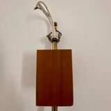 Scandinavian pendant lamp in teak and perspex white pearl