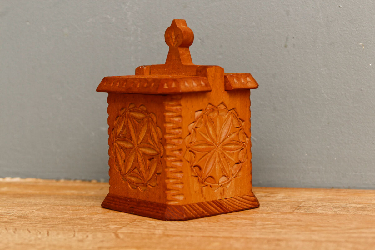 Carved wooden salt box, Savoie, Queyras