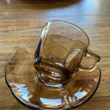 Lot de tasses à café en verre fumé « fleurs »