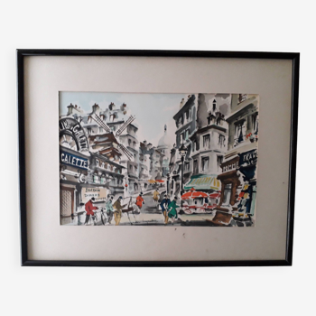 Old illustration of Montmartre signed Maurice Legendre