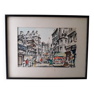 Old illustration of Montmartre signed Maurice Legendre