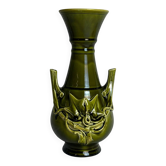 Art nouveau, vase barbotine Sarreguemines décor lierre fin XIXème