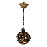 Vintage floral motif pendant, gold metal, France, 1970.