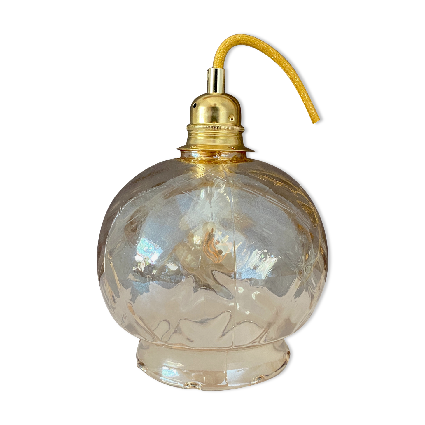 Vintage amber glass globe player