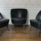 Fauteuil organique années 50/60 cuir noir bleuté