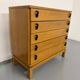 Vintage chest of drawers with 5 drawers in light wood, French design from the 60s/70s.