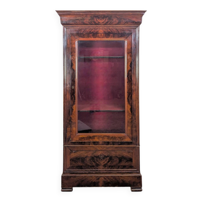 Armoire vitrée d'époque Louis Philippe en acajou flammé