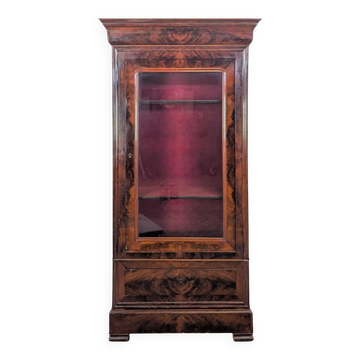 Armoire vitrée d'époque Louis Philippe en acajou flammé