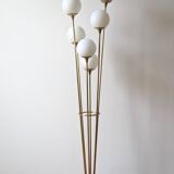 Italian Floor Lamp In Brass, Carrara and Opaline