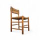 2 x pine wood woven reed dining chairs / France 1950s