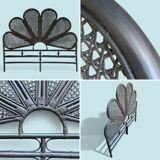 Vintage black rattan headboard 142cm