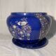 Antique blue flowerpot, ceramic, Art Nouveau earthenware circa 1900