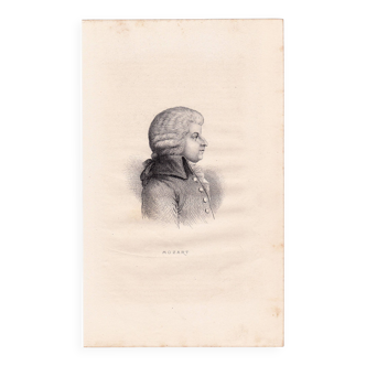 Portrait XIXe 1860 Eau-Forte Wolfgang Amadeus Mozart Musique Opera