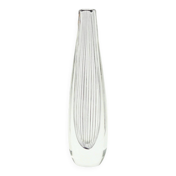 Vase en verre rayé scandinave des années 50, V. Lindstrand pour Kosta.