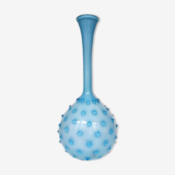 Spiked blue italian Empoli glass seedpod vase, 1970s