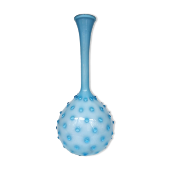 Spiked blue italian Empoli glass seedpod vase, 1970s