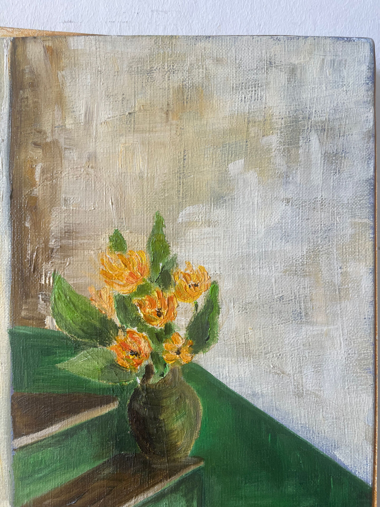 Géométrie du jardin intérieur, huile sur toile signé