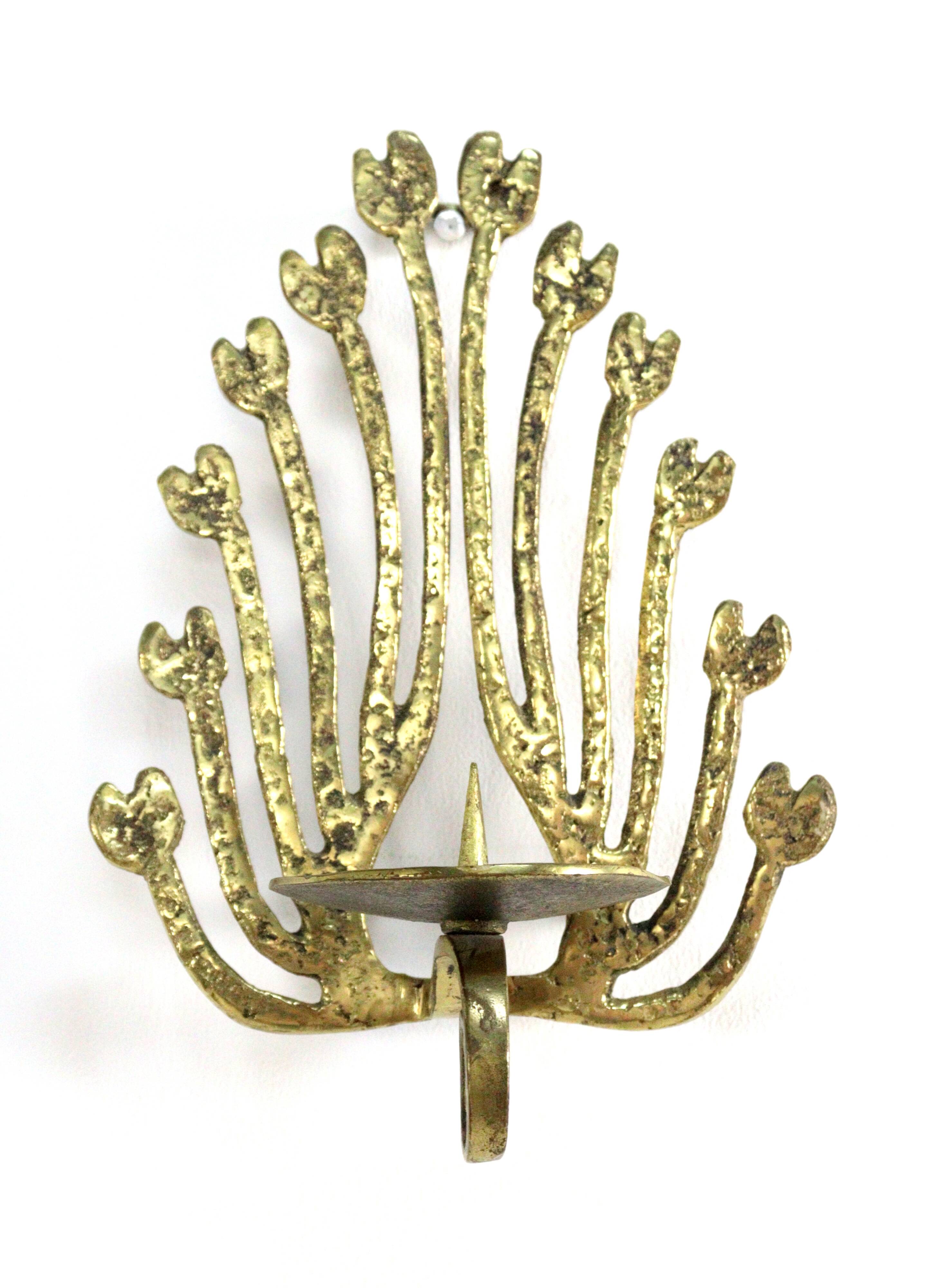 Brass wall candle holder