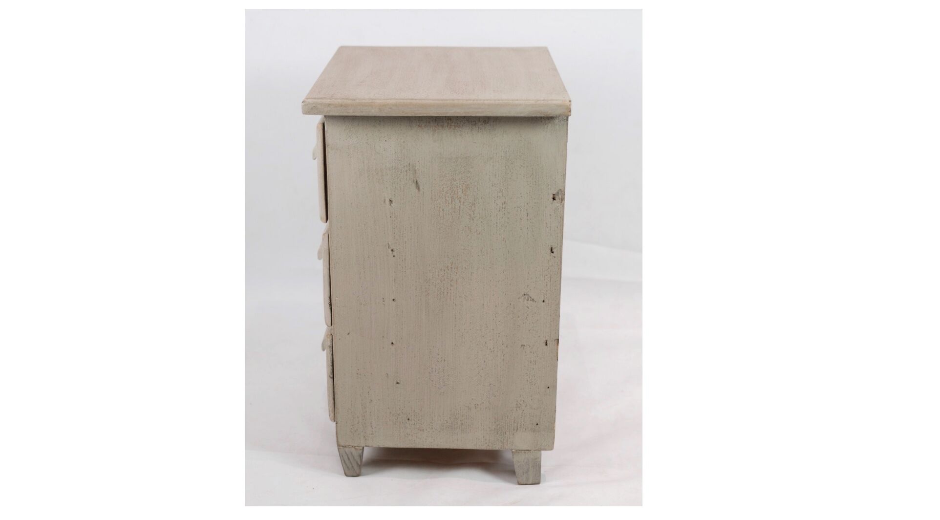 Small Gustavian Gray-Painted Chest of Drawers with 3 Drawers