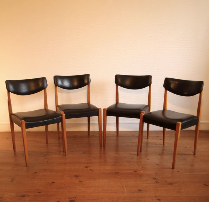Set of 4 vintage Scandinavian "self" chairs