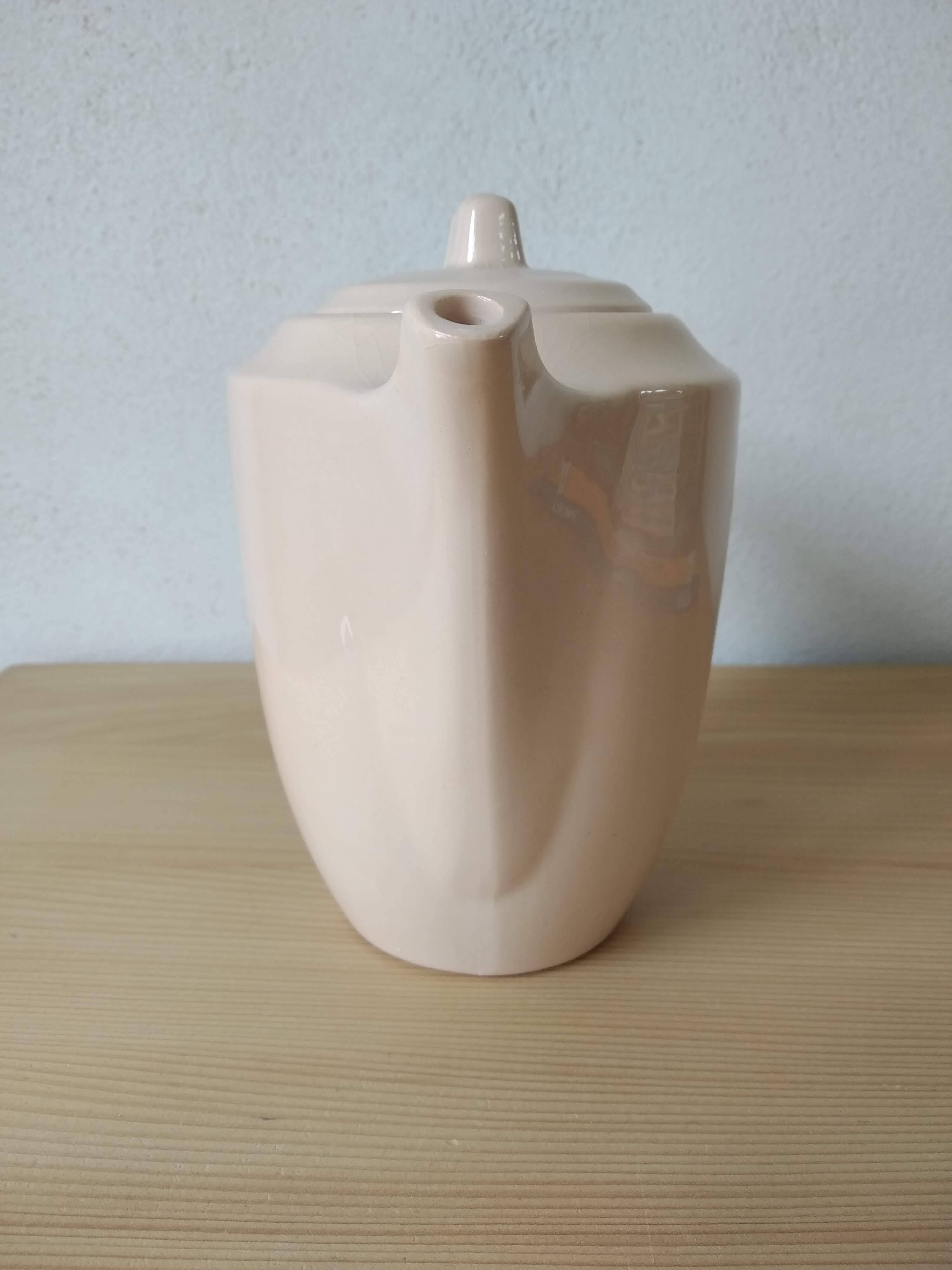 3 cups + Digoin Sarreguemines pink Art Deco jug