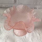 Small pink glass bowl on shabby foot, empty pocket
