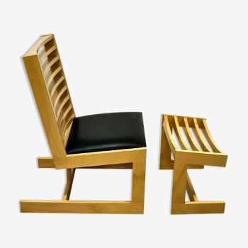 Modernist constructivist lounge chair with ottoman, 1980s