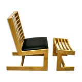 Modernist constructivist lounge chair with ottoman, 1980s