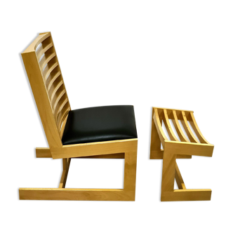 Modernist constructivist lounge chair with ottoman, 1980s