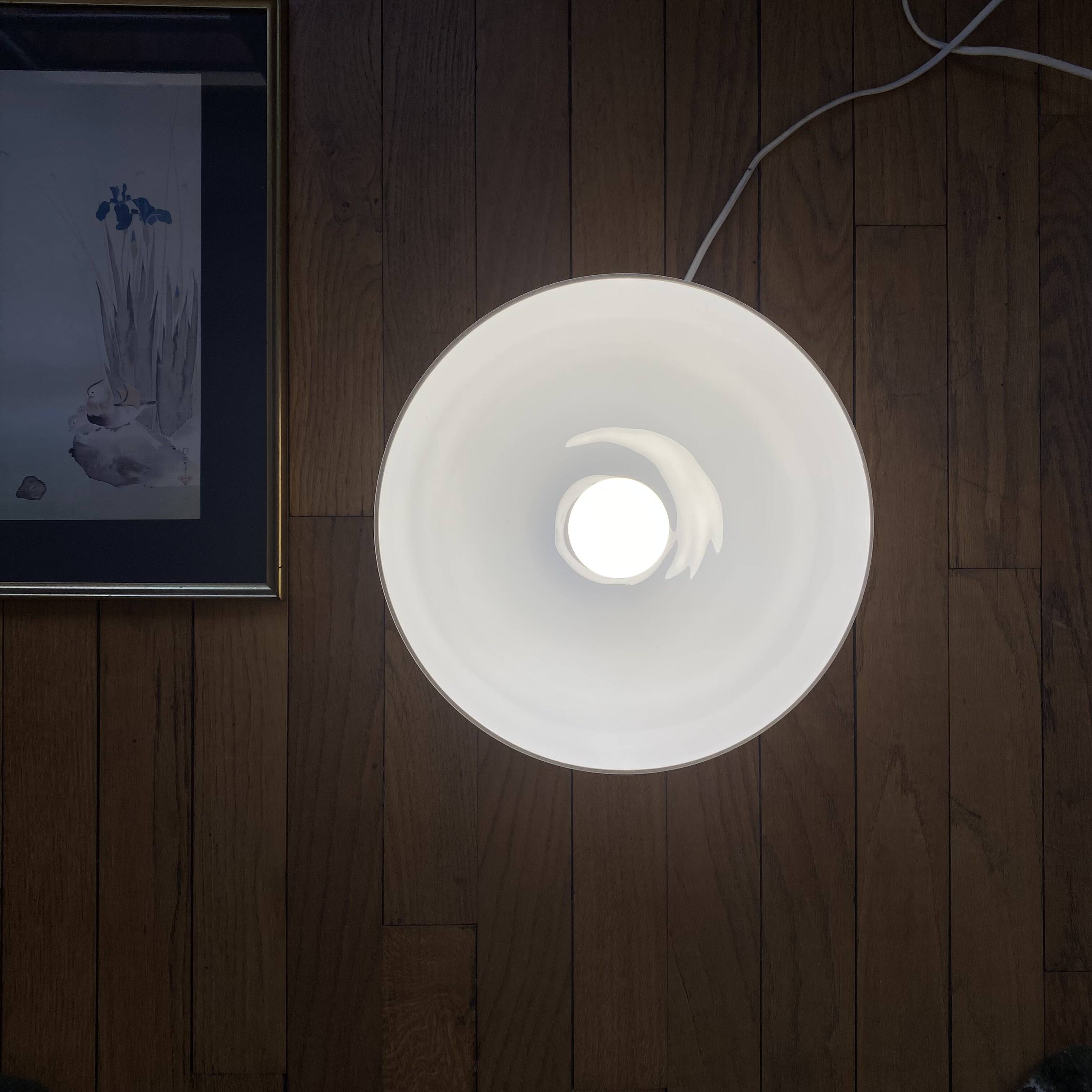 Wall light or semi-spherical ceiling light in white opal glass with a rose.