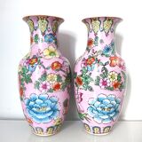 Pair of flowered Chinese vases