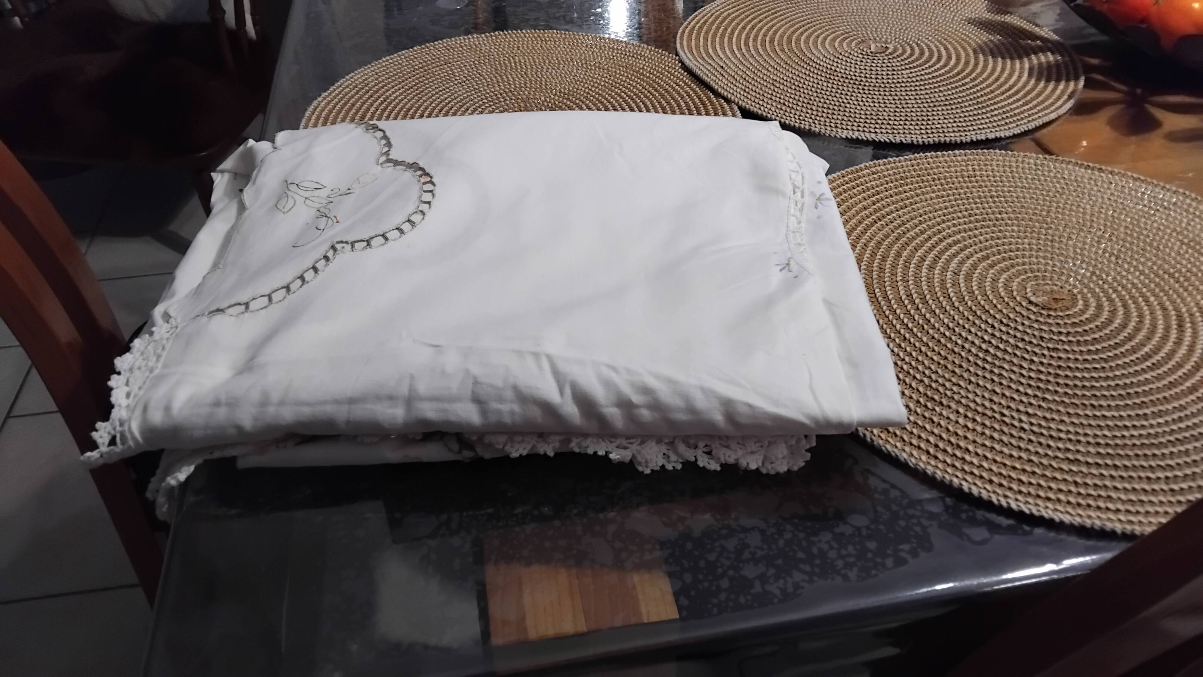 Vintage embroidered old tablecloth