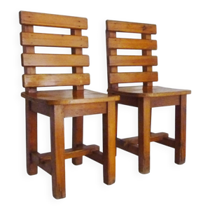 paire de chaises en chêne - massif
