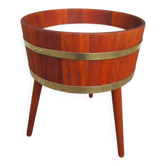 Porte plante jardinière scandinave en teck massif Mid-century