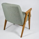 Armchair 366 by j. chierowski, green fabric, teak wood 1960