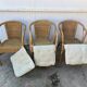 Set of 3 vintage rattan and wicker armchairs